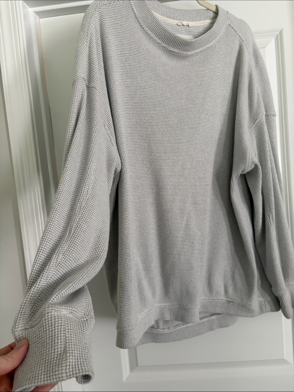 Aerie Light Gray Waffle Knit Sweater - Picture 3 of 3